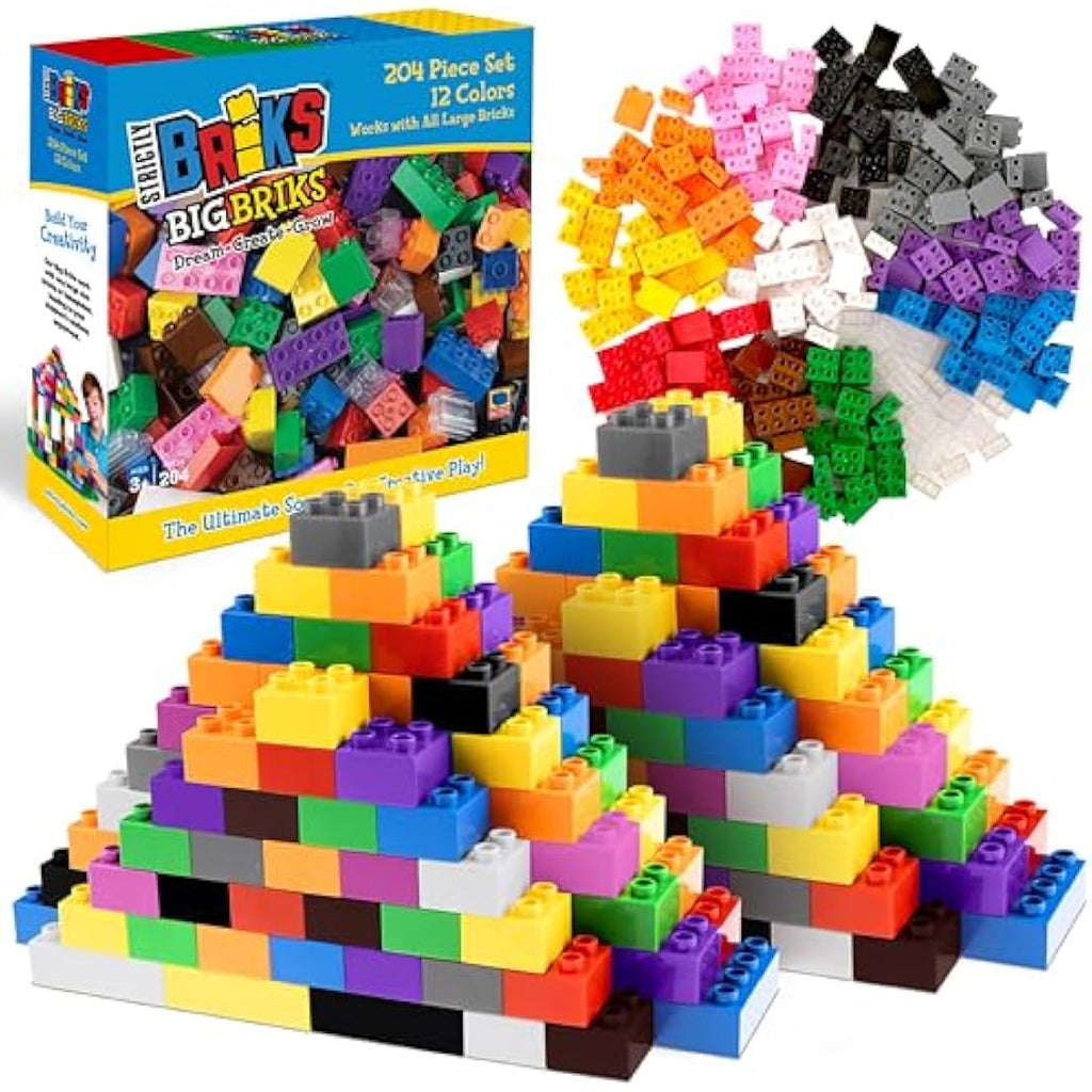 Strictly Briks Big Building Blocks for Toddlers | 204 Piece Rainbow Set