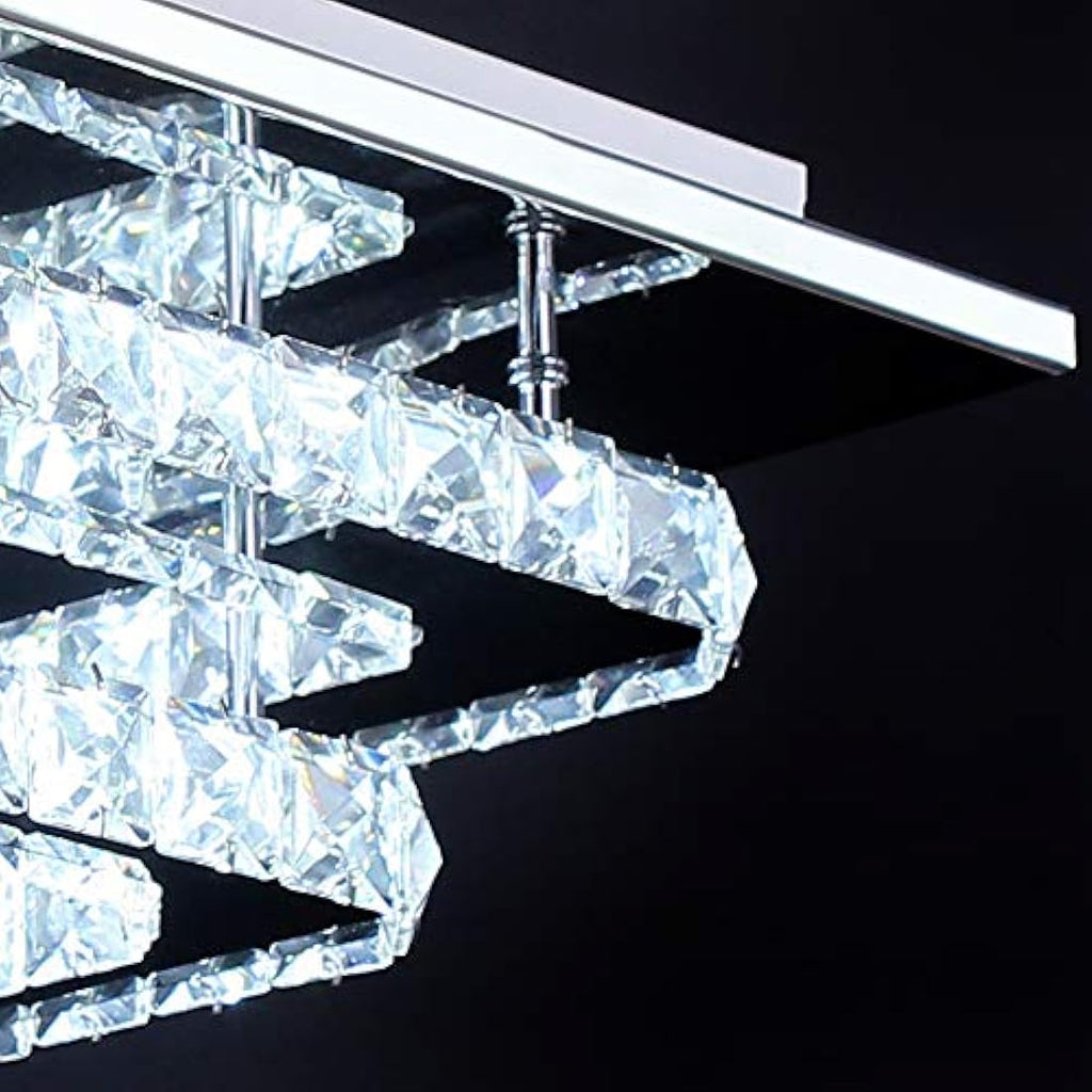 Finktonglan Modern K9 Crystal LED Flush Mount Ceiling Light – Cool White