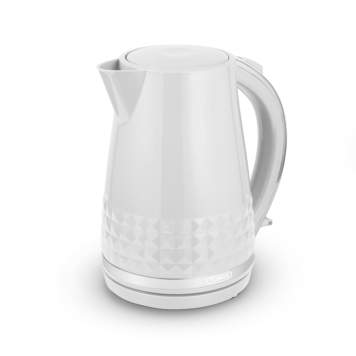 Tower Solitaire Electric Kettle – 1.5L Fast Boil 3KW, White & Chrome
