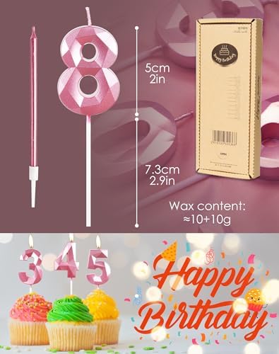 Pink 70th Birthday Candles – Number 70 and Long Stick Set