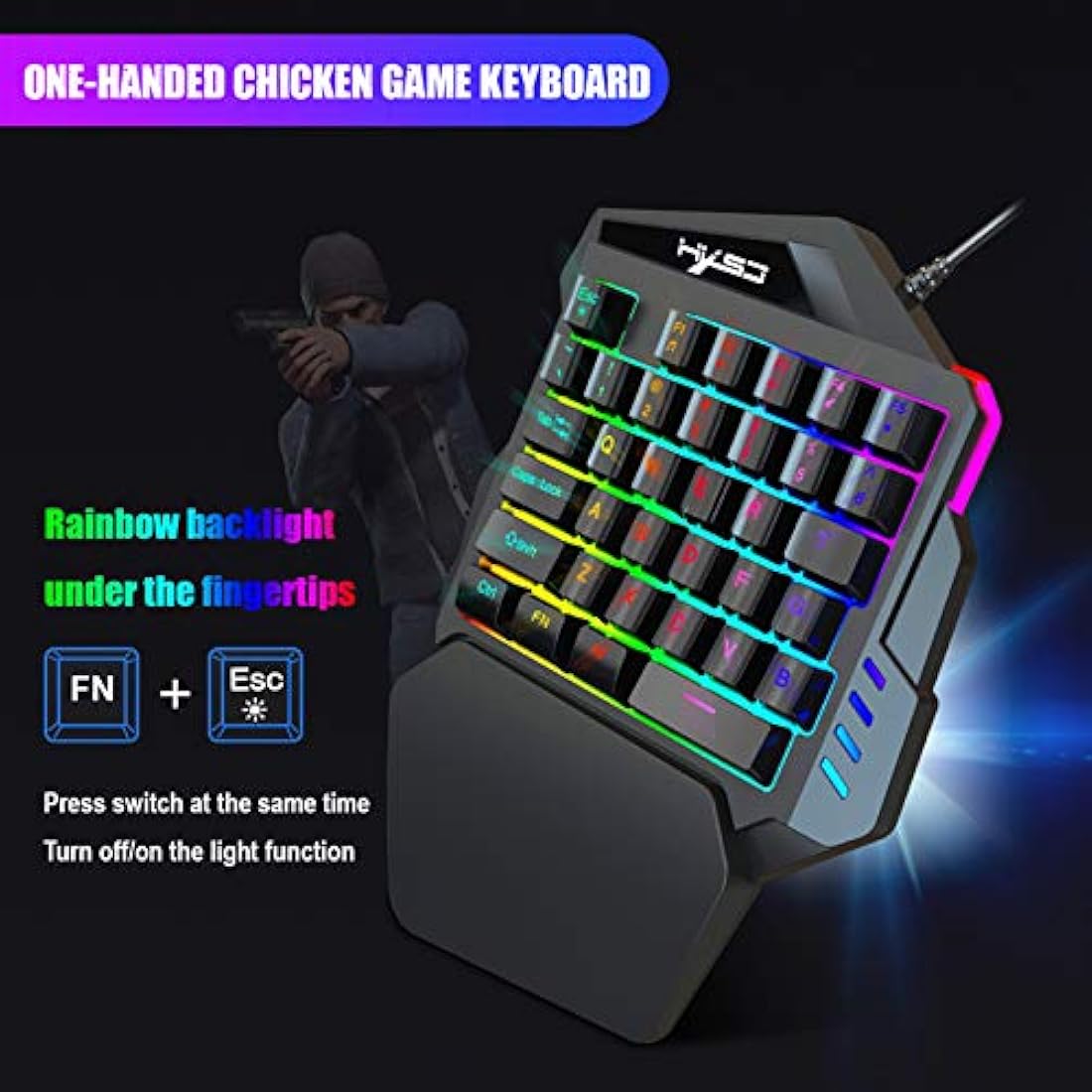 HXSJ Single Handed Gaming Keyboard and Mouse Combo | LED Backlight