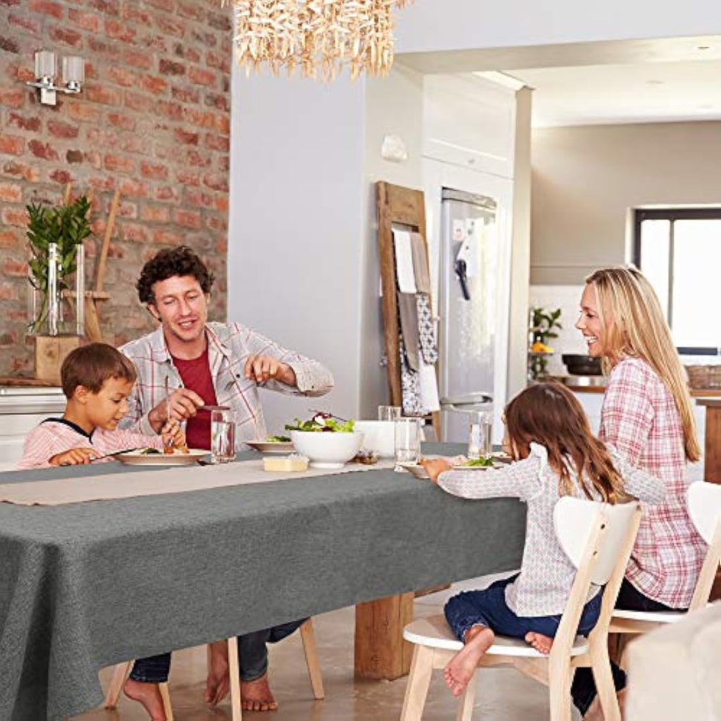Deconovo Faux Linen Water Resistant Square Tablecloth | Grey | 59x59in