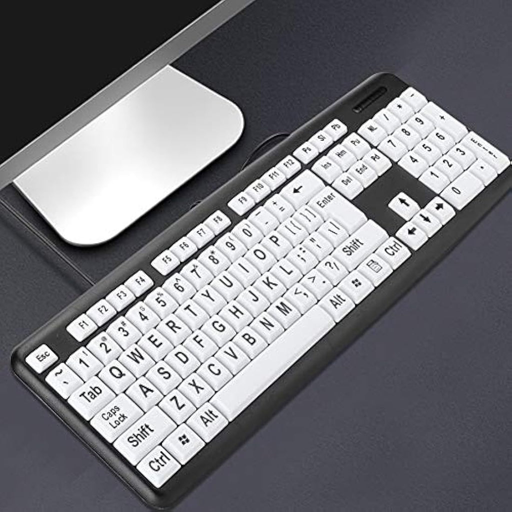 Jolof Store Large Print Wired Keyboard – High Contrast for Seniors