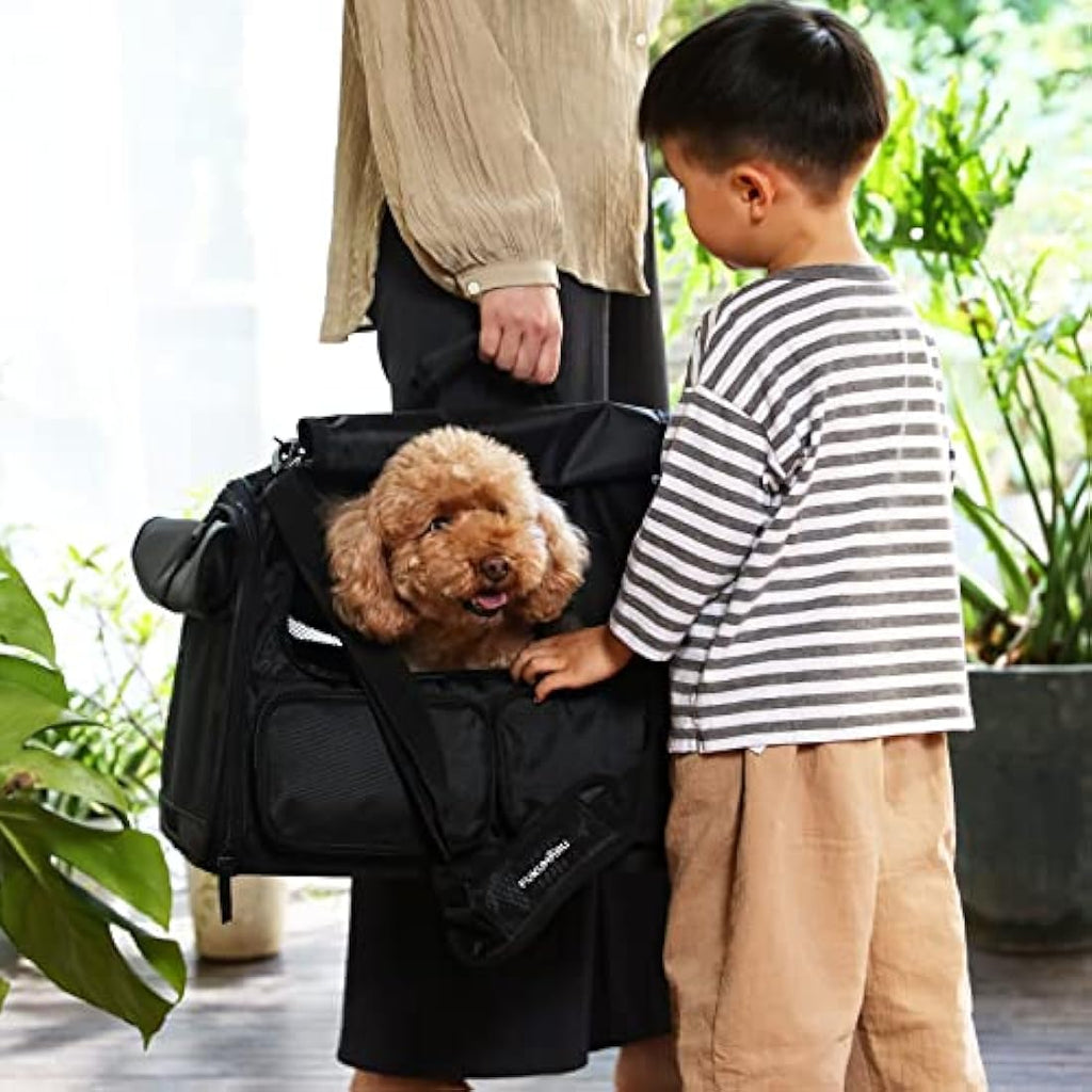 FUKUMARU Airline Approved Cat Carrier – Ventilated Pet Travel Bag, Black