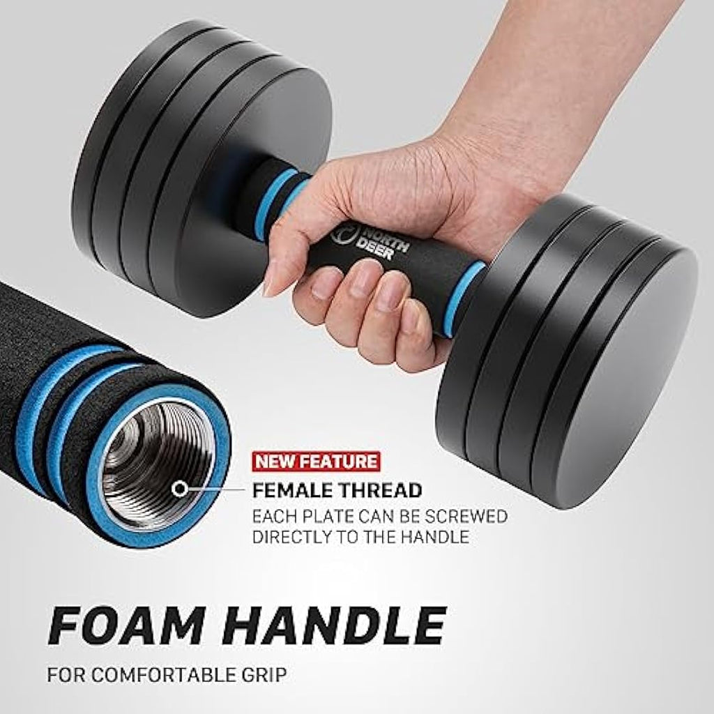 Northdeer 10kg Adjustable Dumbbell & Barbell Set | Compact Steel Weights