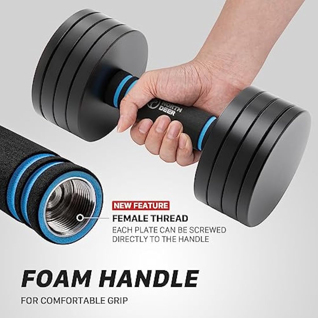 Northdeer 10kg Adjustable Dumbbell & Barbell Set | Compact Steel Weights