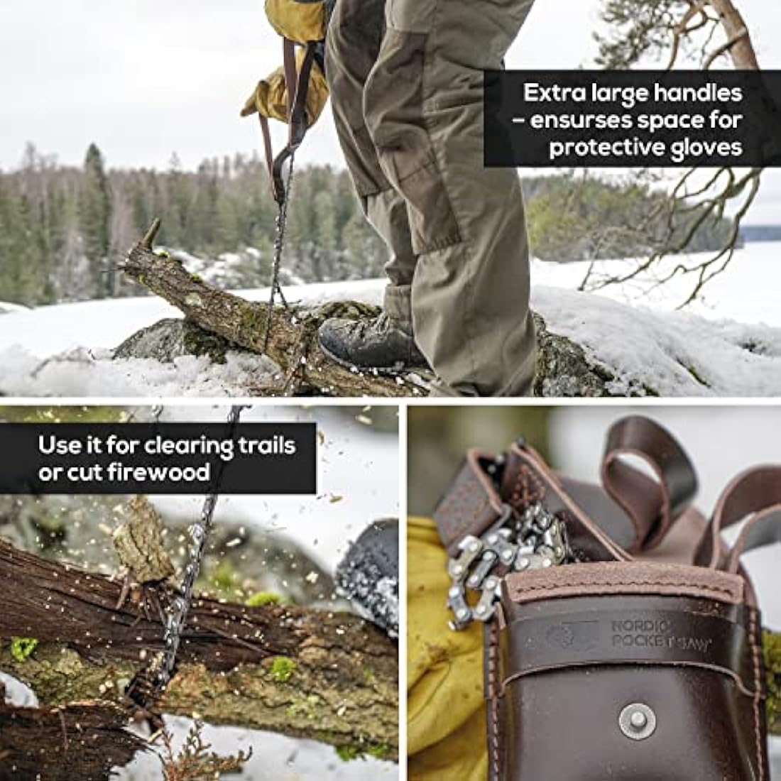 Nordic Pocket Saw – 65cm Survival Chainsaw with 33 Bi-Directional Teeth