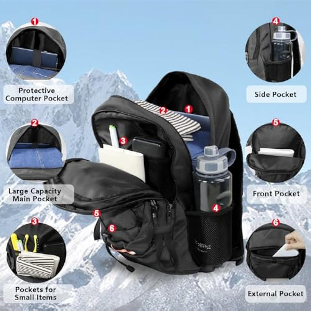 40L Hiking Backpack – Waterproof Travel Rucksack (Black)