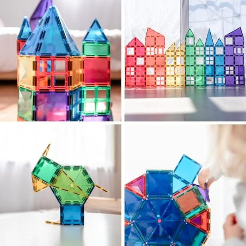 Connetix Rainbow Magnetic Tiles Mega Pack | 212 Piece STEM Building Set