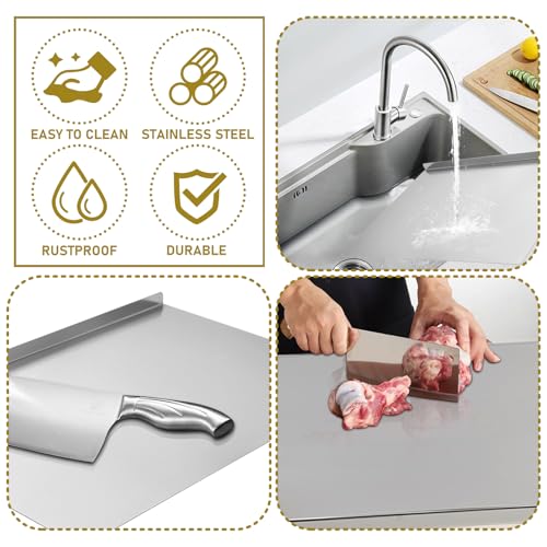 Sibosen Stainless Steel Cutting Board – Large 60x40cm Heavy Duty Pastry Board