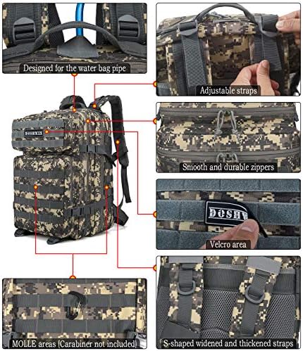 Doshwin 40L Military Tactical Backpack | Molle Camo Hiking Rucksack