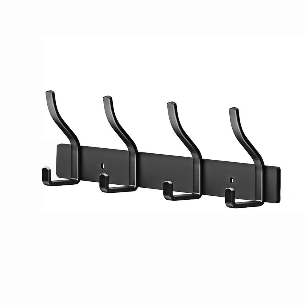 MEIJO Coat Hooks Wall Mounted Stainless Steel, Black Coat Rack Wall Mounted with 4 Hooks Heavy Duty Coat Hooks for Door, Bathroom, Bedroom, Kitchen - image 1