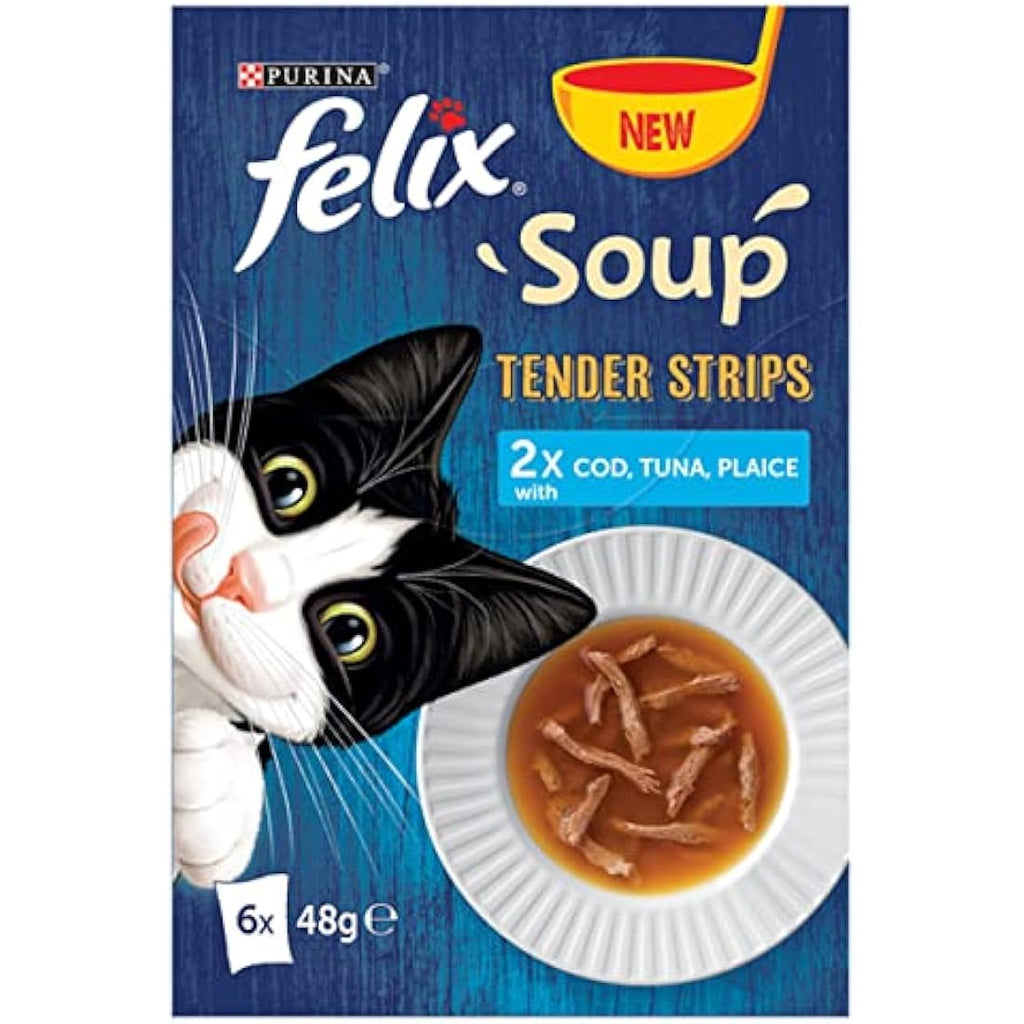 Felix Soup Tender Strips Fish Selection Wet Cat Food - 48 x 48g Bulk Pack