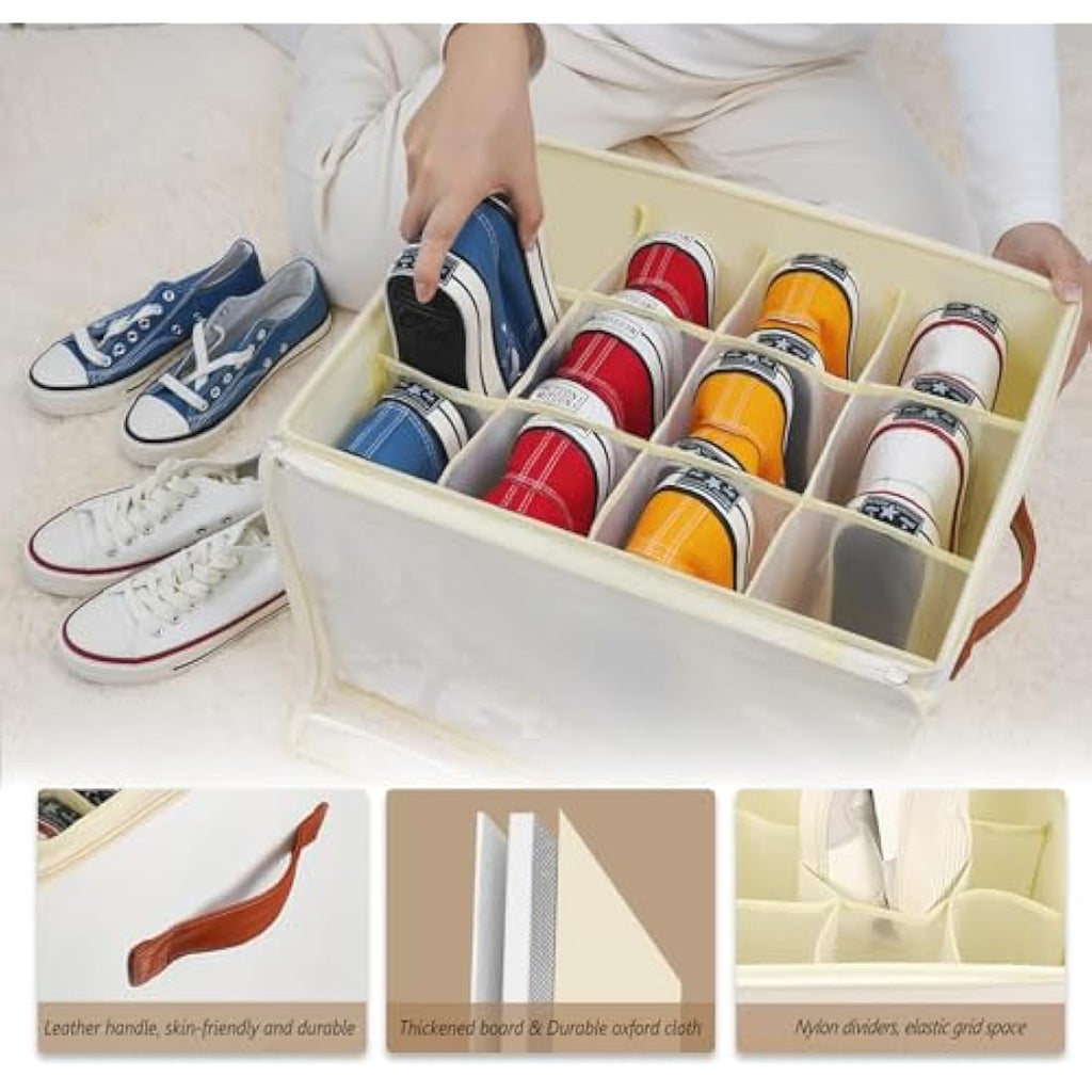 Patinao 2-Pack Shoe Storage Box Organiser – 24 Cell Stackable Closet Bin