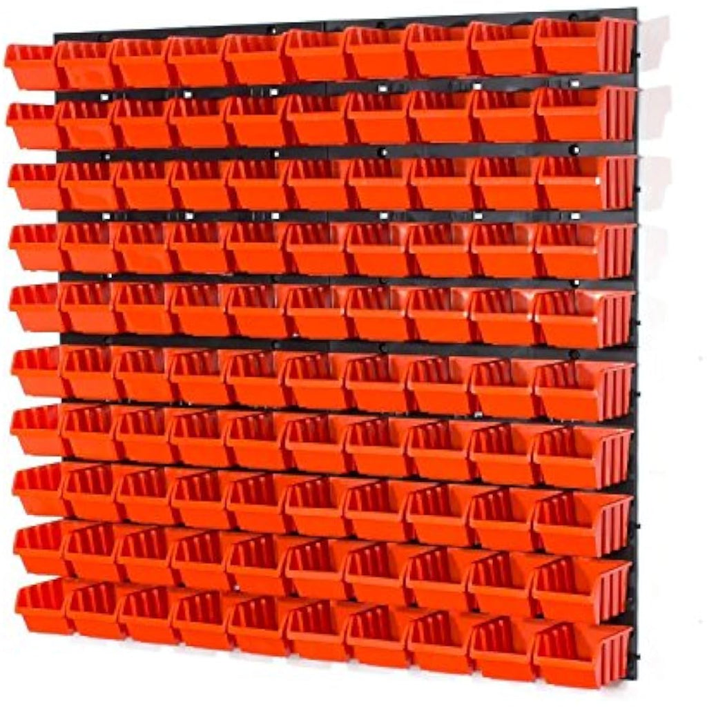 100-Piece XS Storage Bin Set with Wall Mounted Louvre Panel