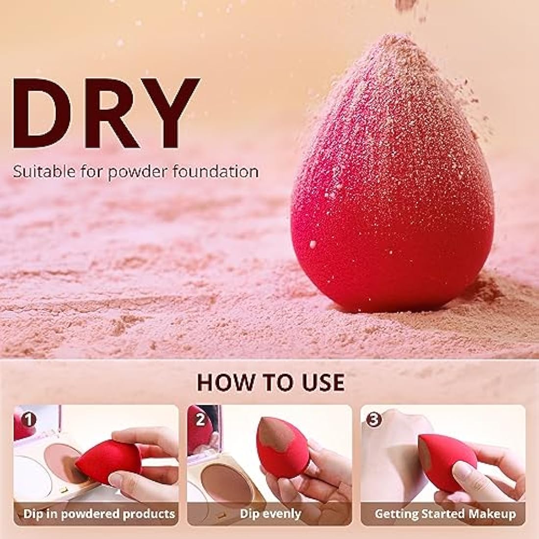 BEAKEY Makeup Sponges | 5 Pcs Latex-Free Foundation Blender Set
