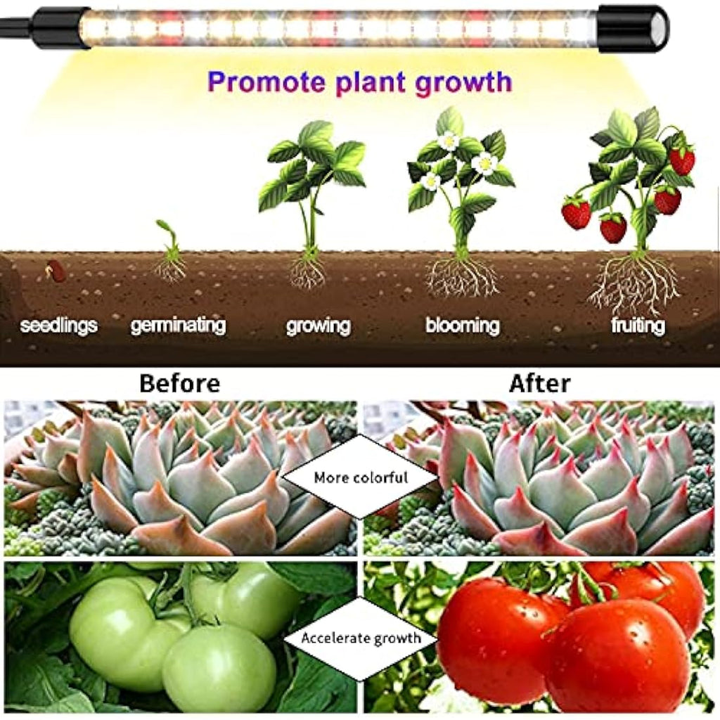 Garpsen Full Spectrum LED Grow Light - 4-Head Plant Lamp with Timer