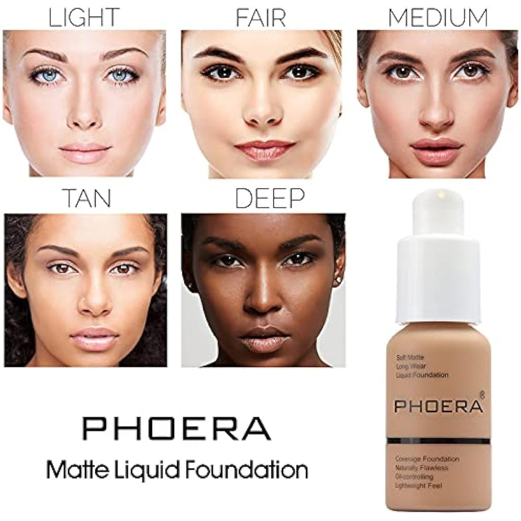 Phoera Soft Matte Liquid Foundation – Full Coverage Waterproof 30ml