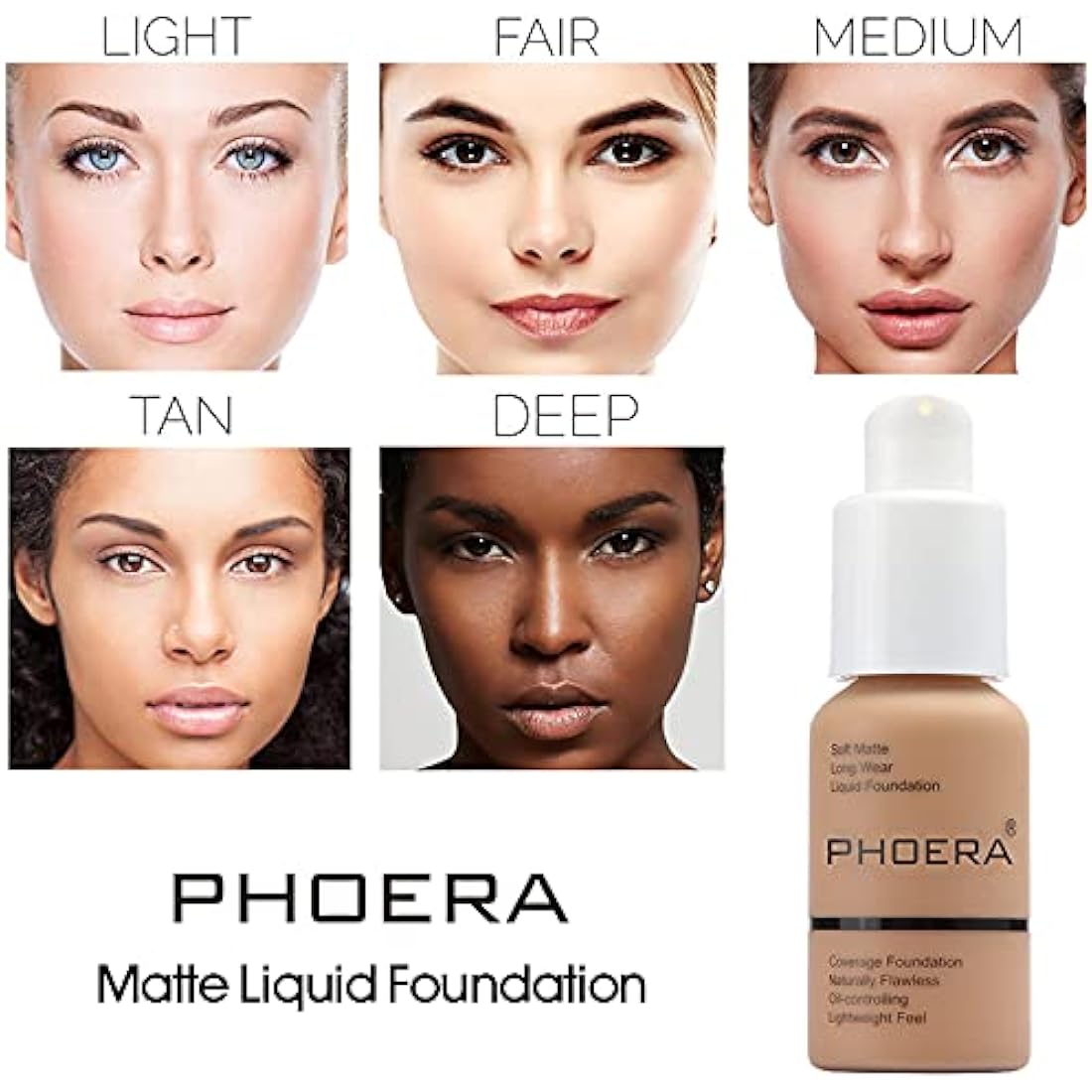 Phoera Soft Matte Liquid Foundation – Full Coverage Waterproof 30ml