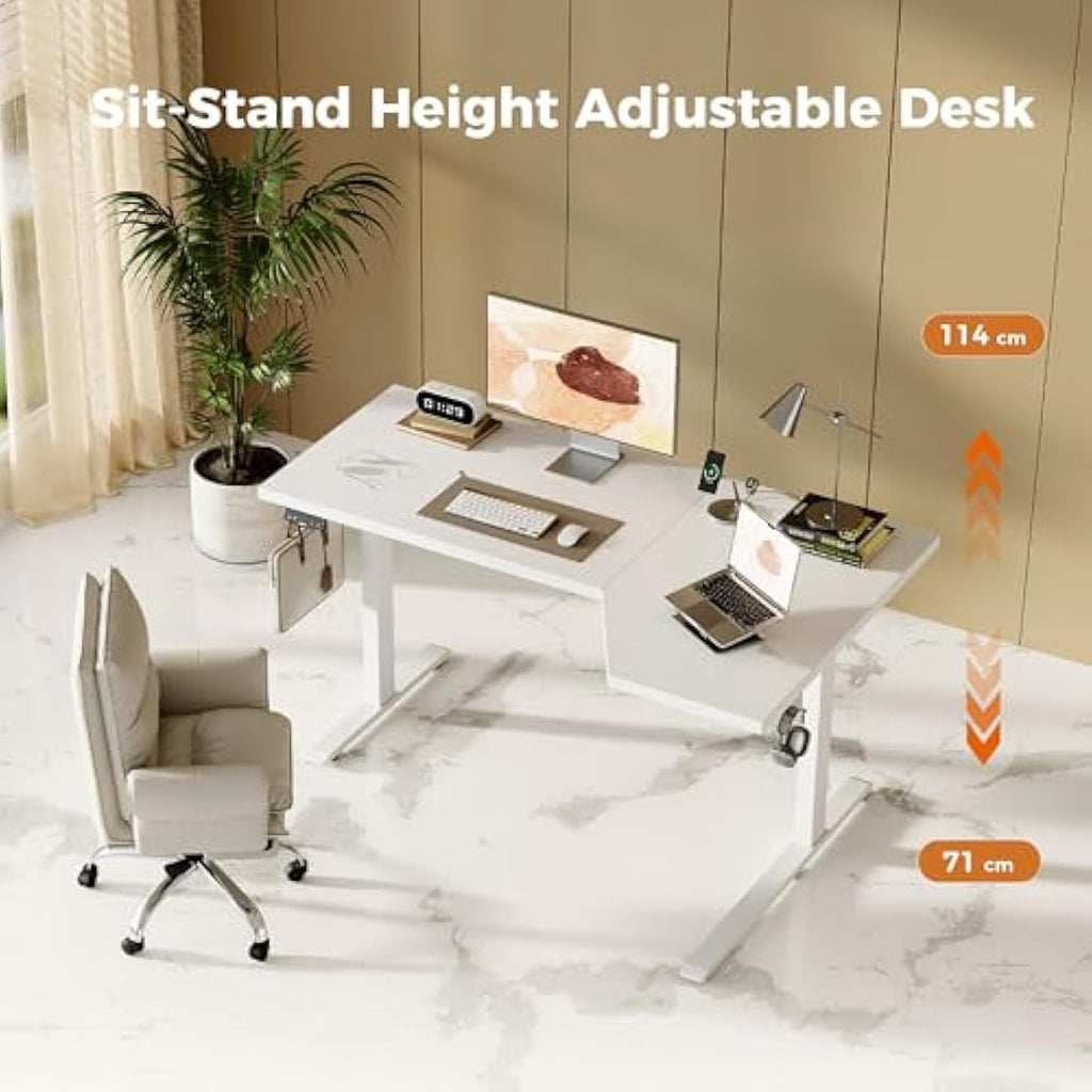 Agilestic L-Shaped Electric Standing Desk | 140cm Height Adjustable - White