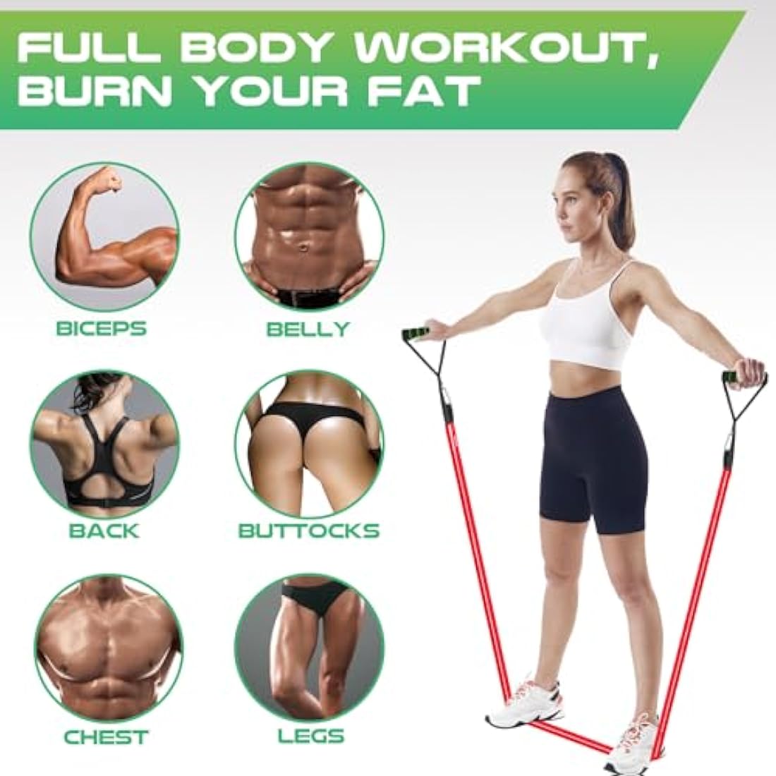 Resistance Bands Set - 4 Levels TPE Pull Up Bands with Handles