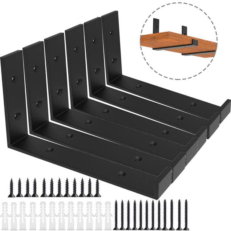 Heavy Duty Shelf Brackets | 6 Pack Carbon Steel - 50kg
