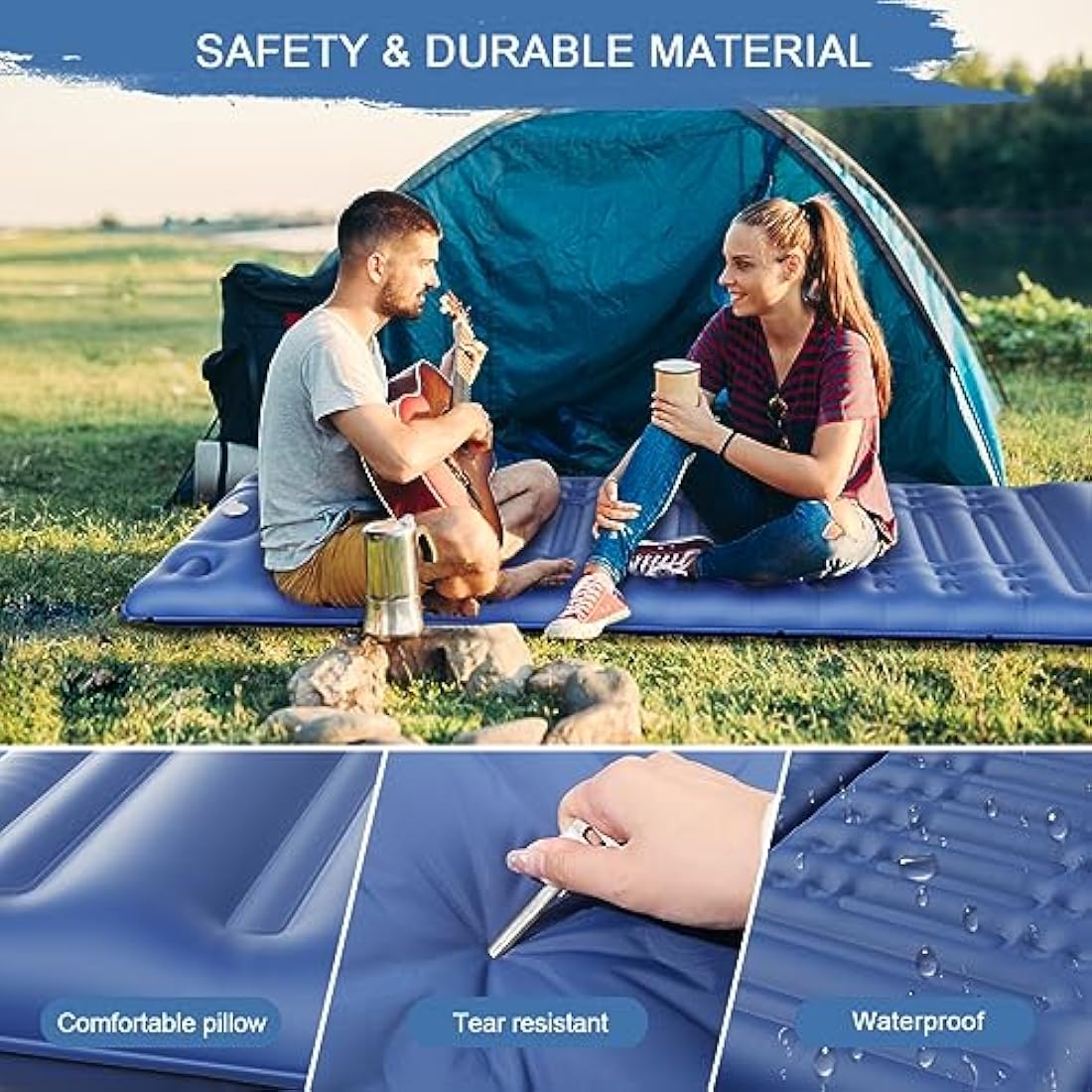 HiiPeak Inflatable Sleeping Pad – Ultralight Camping Mat with Foot Pump