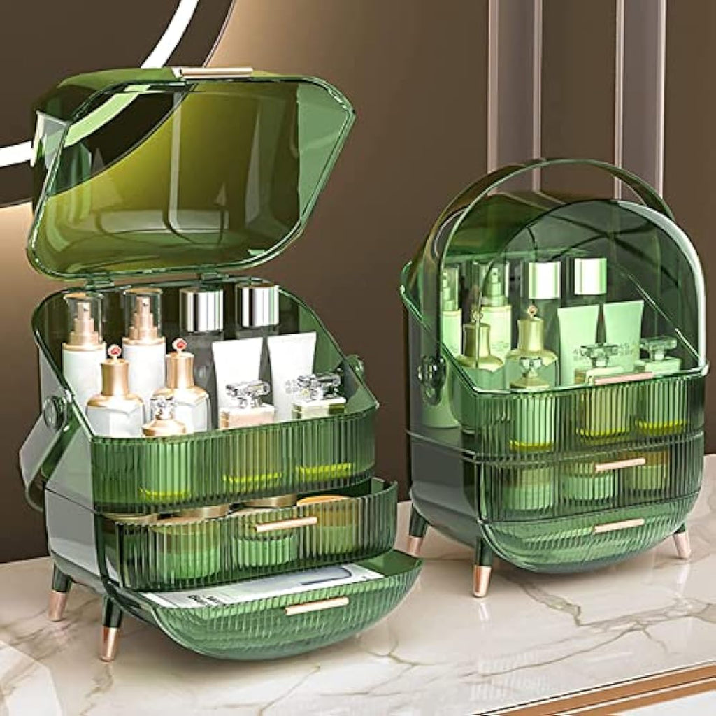 Jolof Store Makeup Organizer | 3-Layer Large Cosmetic Storage – Green