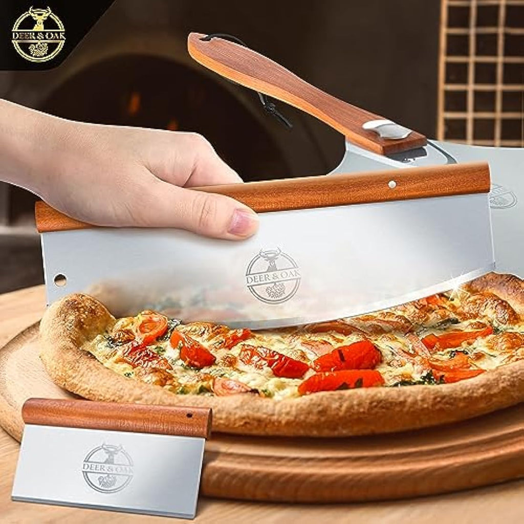 Jolof Store Aluminium Pizza Peel Set – 12x14 Inch Spatula & Rocker