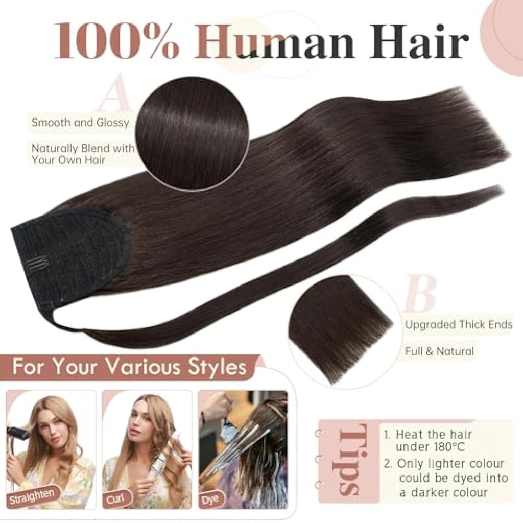 Elailite Remy Human Hair Ponytail Extension | Wrap Around – 14 Inch