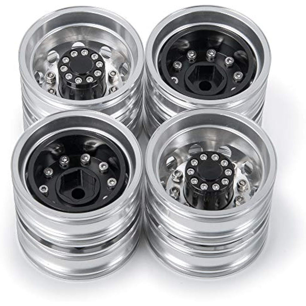 Jolof Store 1/14 Tamiya RC Tractor Metal Rear Wheel Rims - 4 Pack