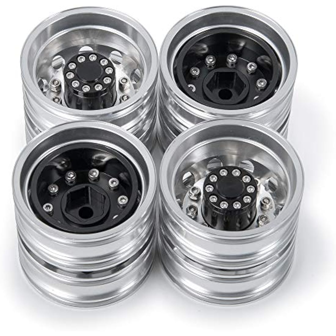 Jolof Store 1/14 Tamiya RC Tractor Metal Rear Wheel Rims - 4 Pack