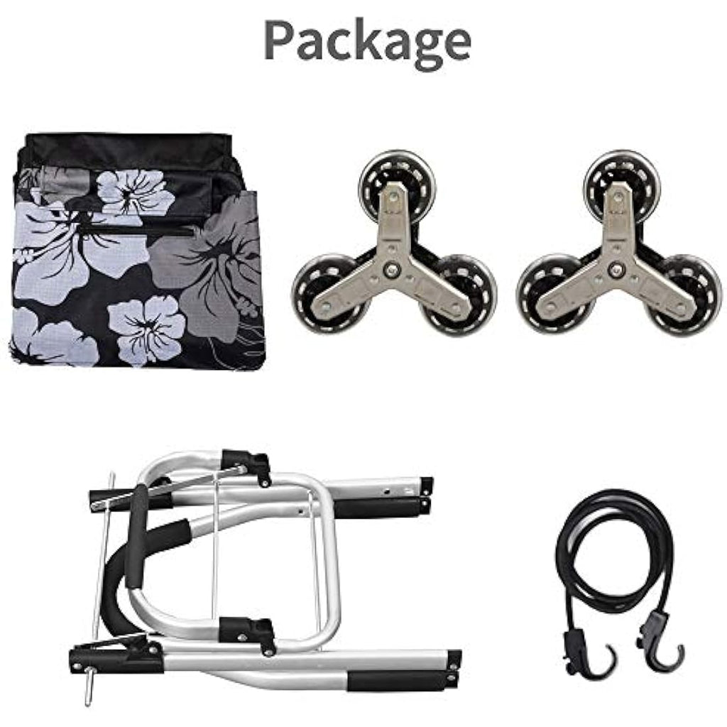 6-Wheel Stair Climber Folding Shopping Trolley - 50kg Capacity
