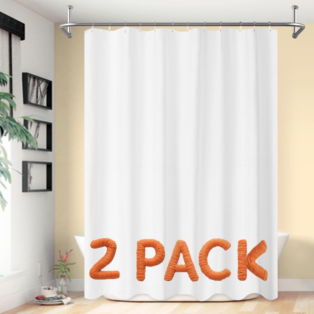 Barossa Design 2-Pack Fabric Shower Curtain Liner - White, 70 x 72