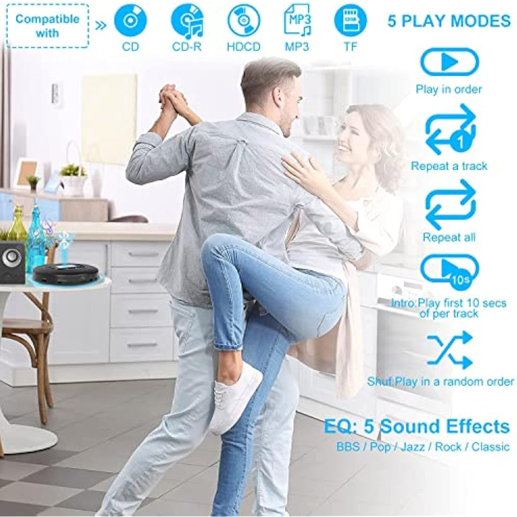 MONODEAL Portable Bluetooth CD Player – Rechargeable with Anti-Skip