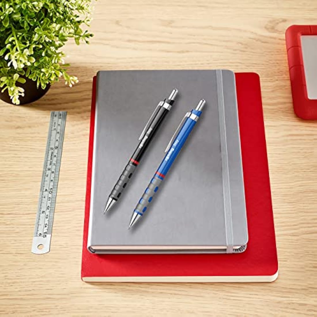 rOtring Tikky Ballpoint Pen – Ergonomic Rubber Grip, Black Barrel, 12pk