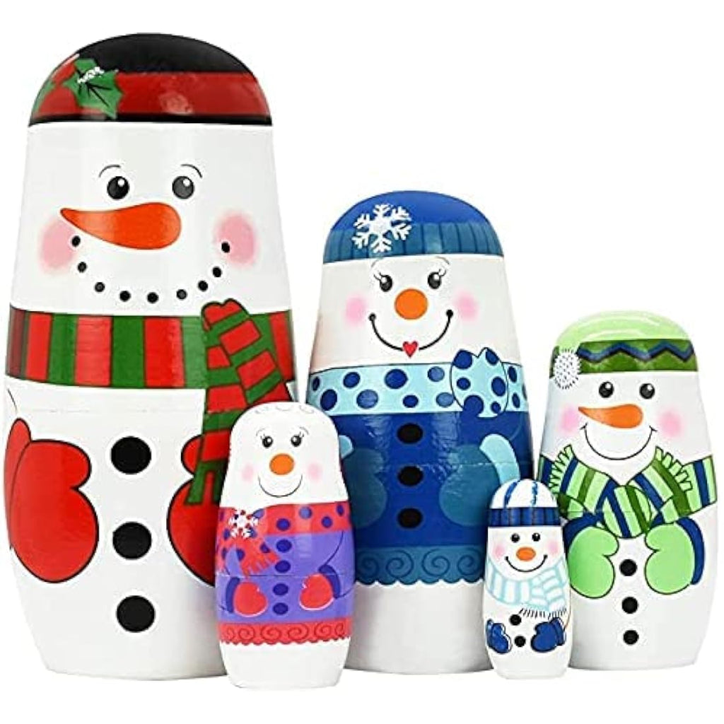 HYCLES Snowman Nesting Dolls | Wooden Matryoshka Toys for Kids Gifts
