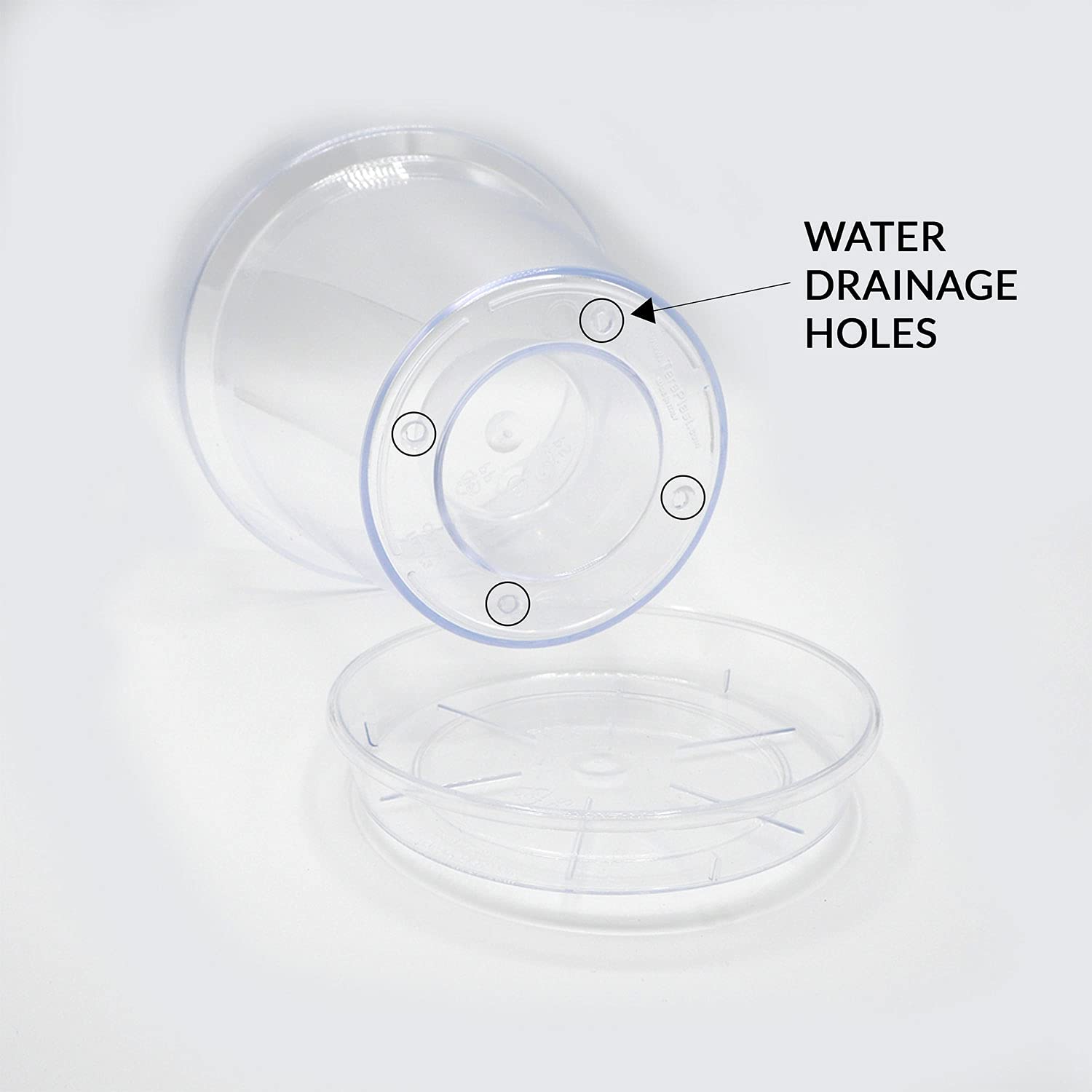 Kalapanta Clear Plastic Orchid Pot with Drainage Holes and Saucer - 14cm