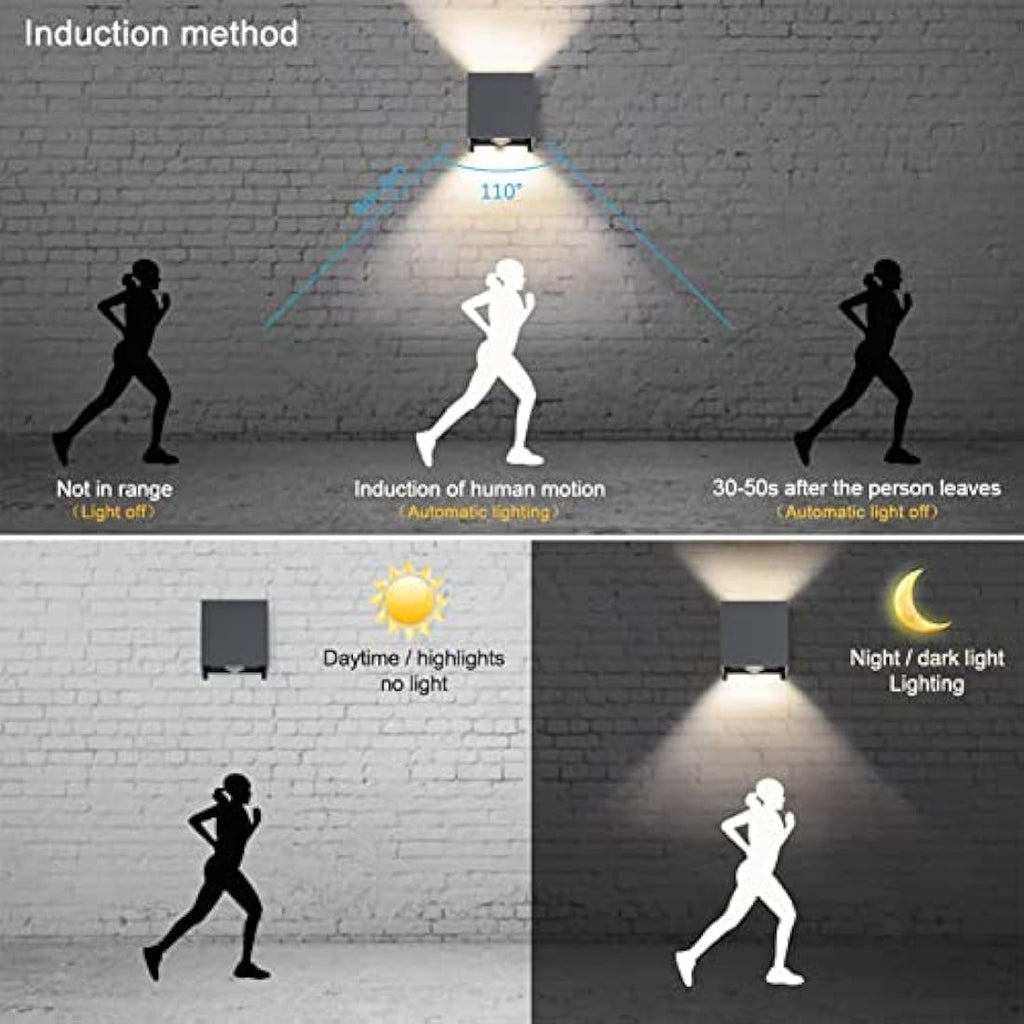 Klighten Outdoor Wall Light with Motion Sensor - IP54 Waterproof 2PCS