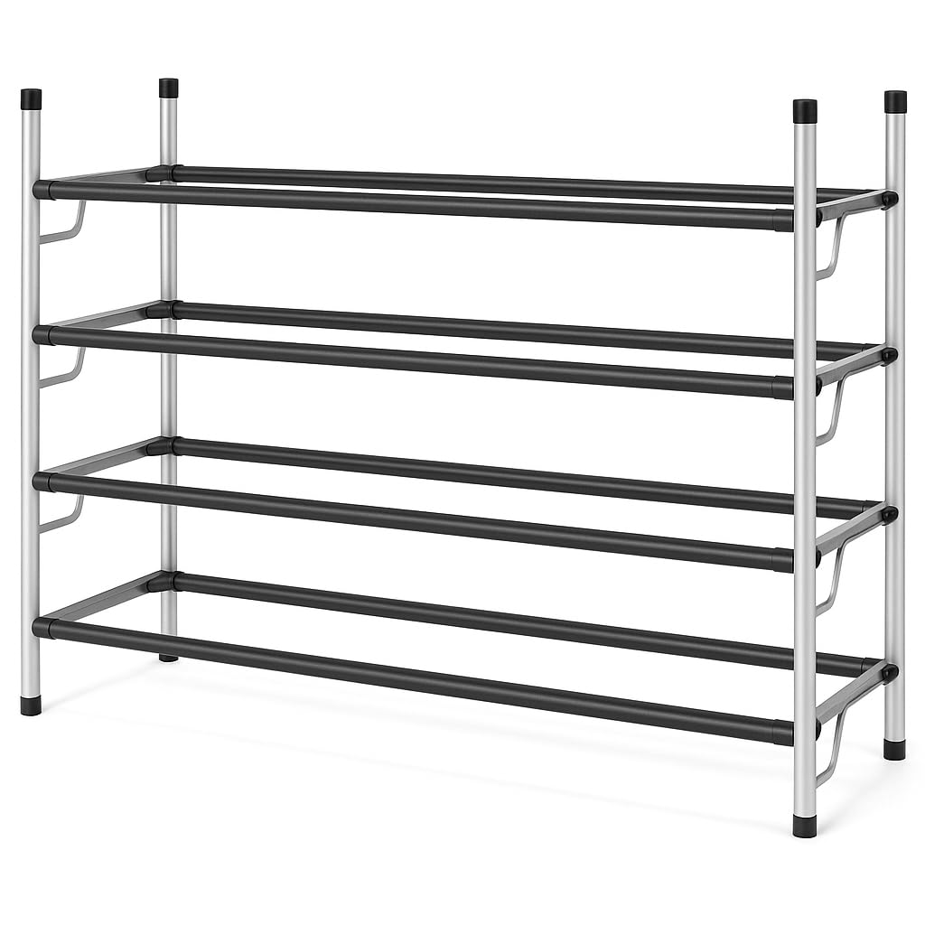 USTECH 4 Tier Adjustable Metal Shoe Rack Storage Organizer | Portable, Large, Free Standing Closet Shelf for Bedroom and Entryway for Kids and Adults - image 1