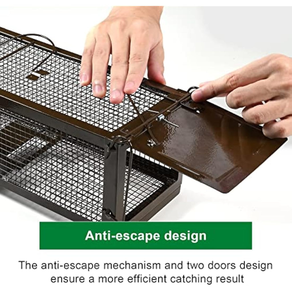 RatzFatz Humane Rat Trap – 2 Pack Two-Door Live Cage for Rodents