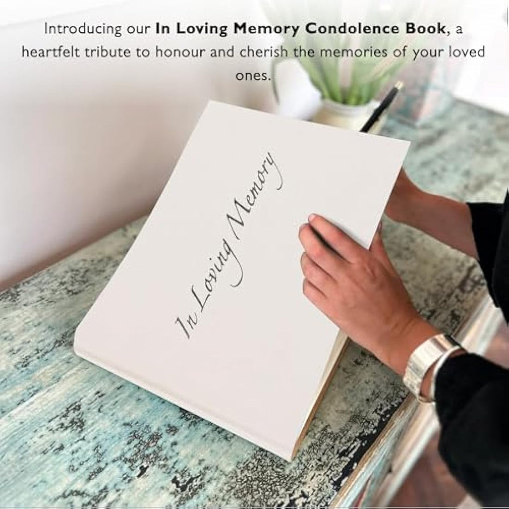 Memorial Guest Book – White Hardcover Condolence Book
