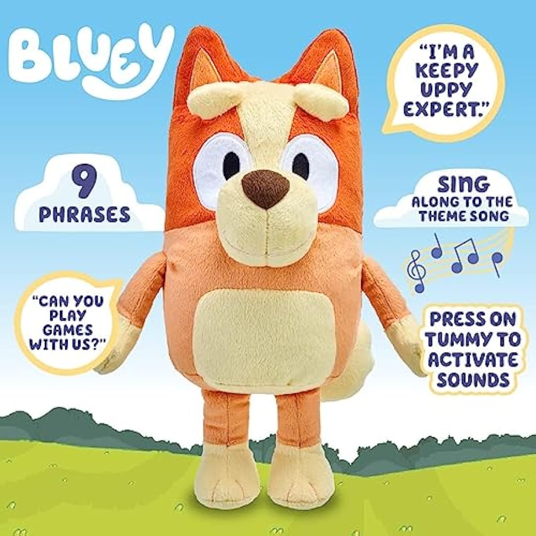 Bluey Bingo 12" Talking Plush Toy – Official 9 Sounds Jumbo Soft Toy