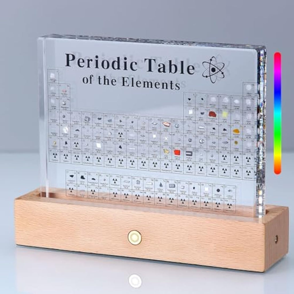 Jolof Store Periodic Table with 83 Real Elements | LED Wooden Holder