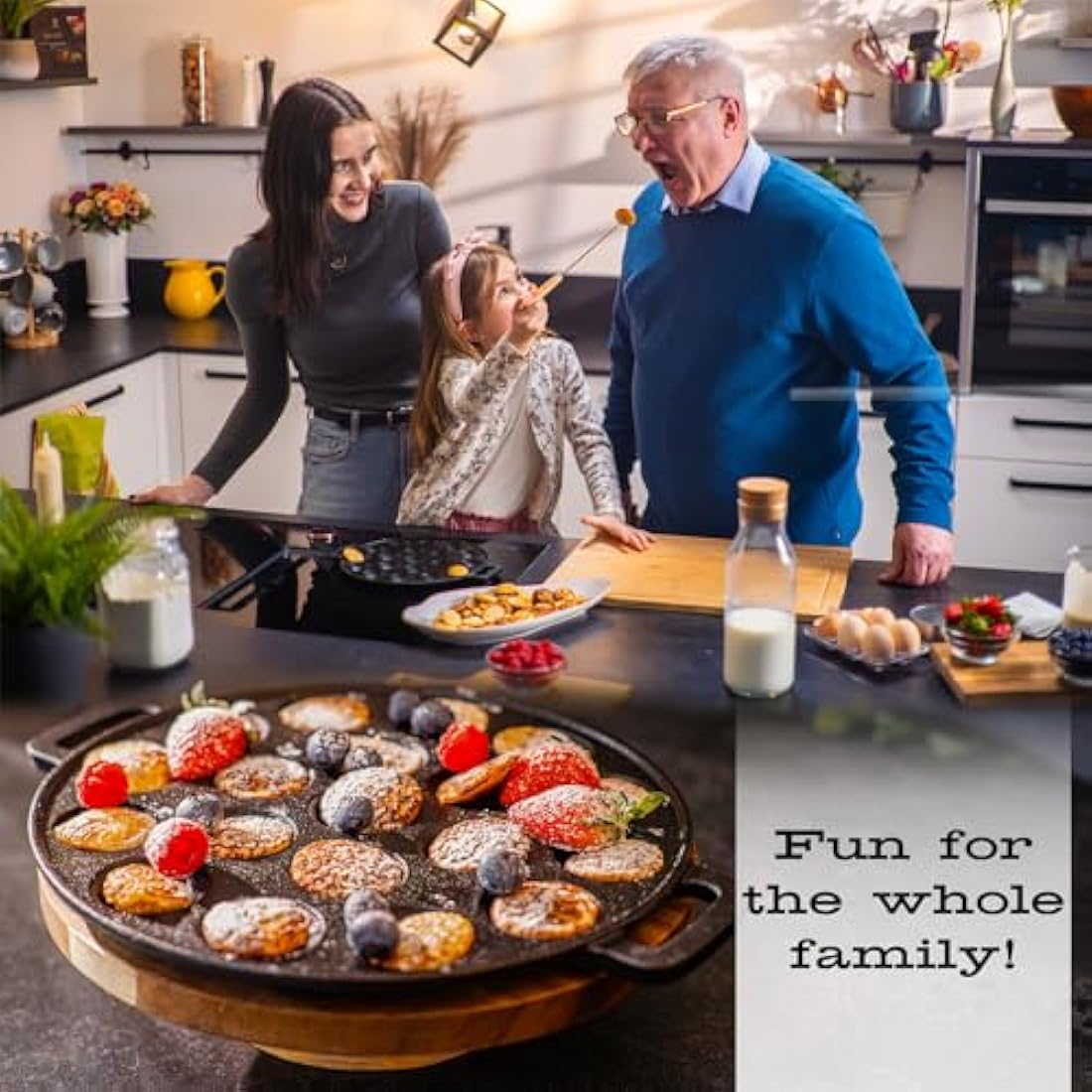 IRONO Cast Iron Poffertjes Pan – 19 Hole Mini Pancake Maker Set