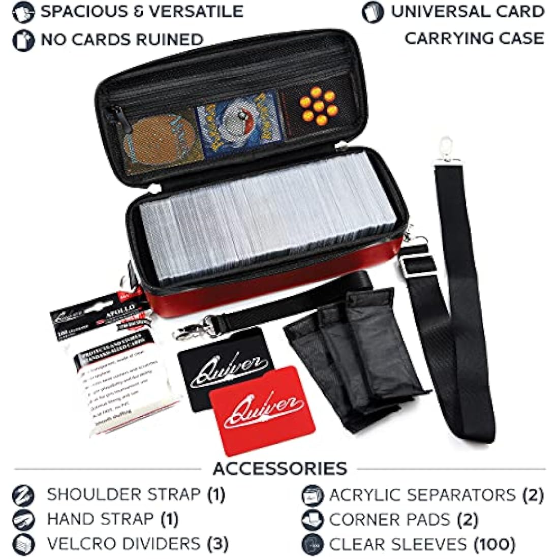 Quiver Time Red Bolt Card Carrying Case | TCG Storage Bag for 800+ Cards