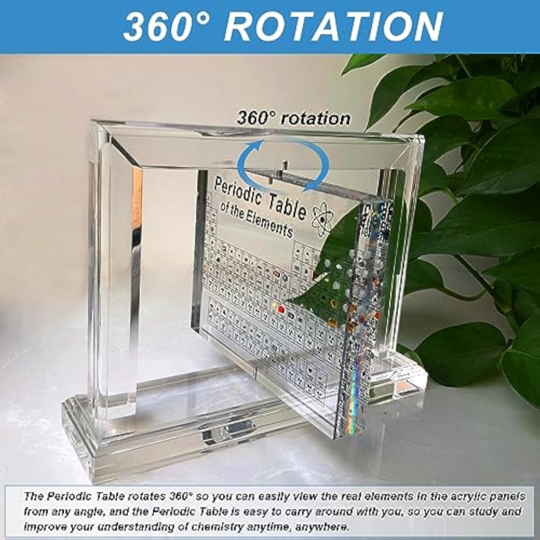 Periodic Table with Real Elements – 360° Rotating Acrylic