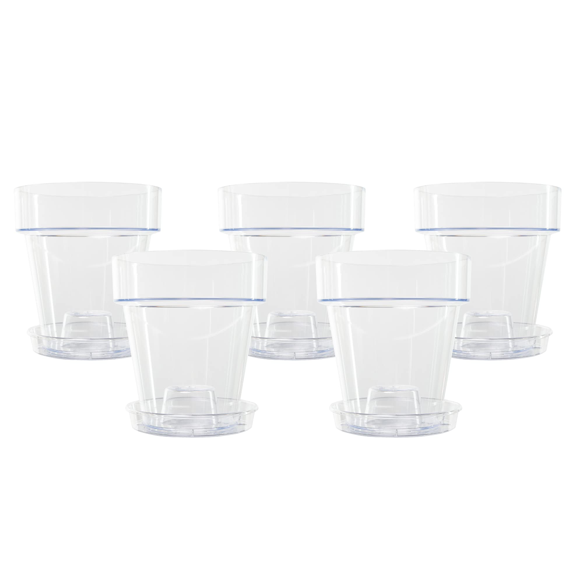 Kalapanta Clear Plastic Orchid Pot with Drainage Holes and Saucer - 16cm