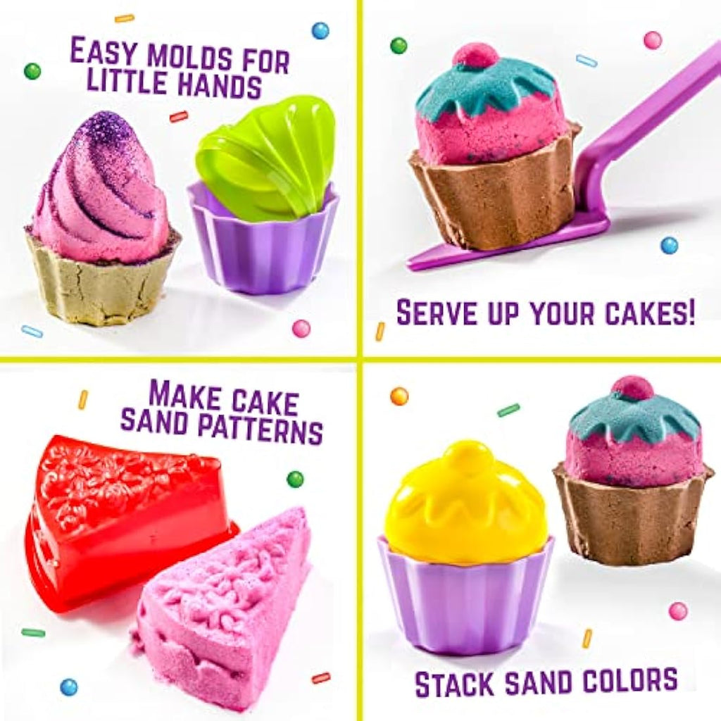 GirlZone Sweet Cakes Play Sand Kit | 2lbs Mouldable Sand & 17 Tools
