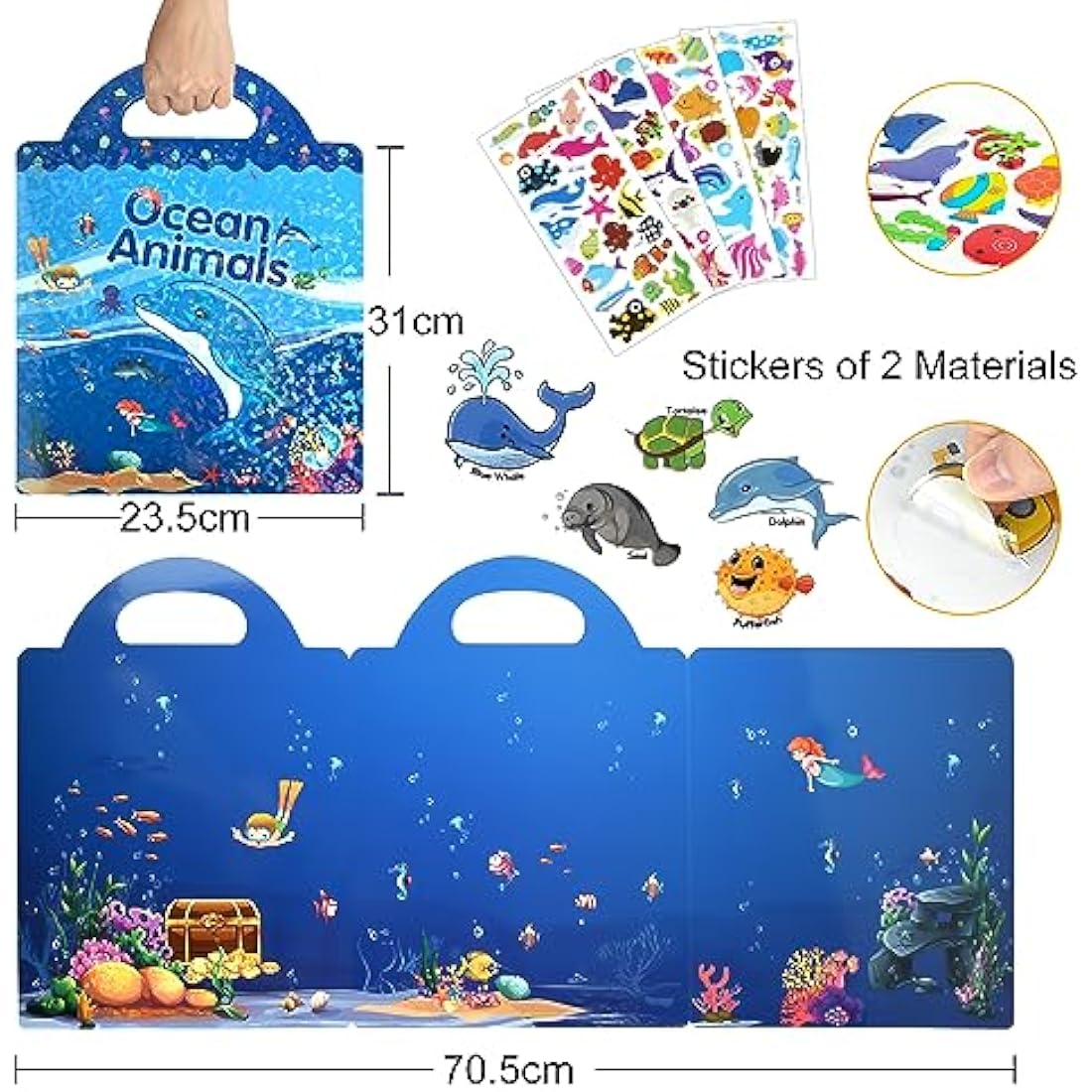Jolof Store Reusable 3D Puffy Sticker Book – Ocean Animals Sensory Toy
